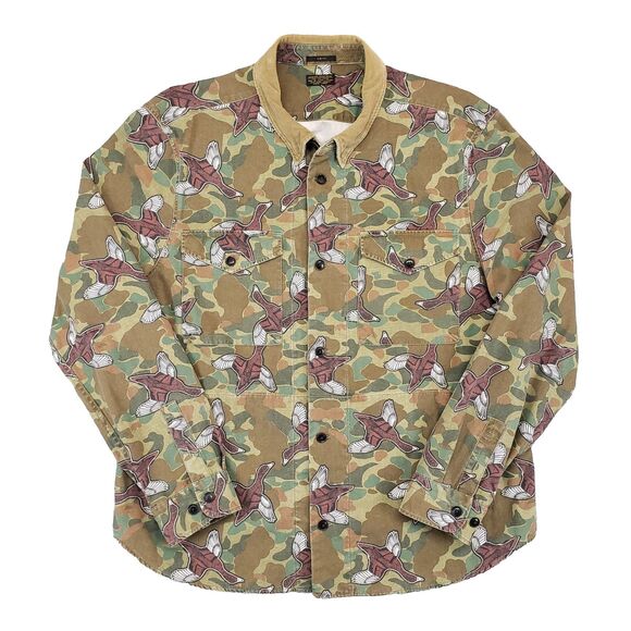 AllSaints Duck Camo Shacket Shirt Mens 2XL Slim Canvas Gorpcore Cabincore